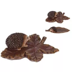 Декор Promstore 52557 Figurina Arici pe frunza 22x11x5cm/16x15x4cm, ceramica, Autumn