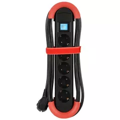 Удлинитель электрический BACHMANN 500.100 Prelungitor hook indoor 5xcee7 5m h05vv-f 3g negru/rosu