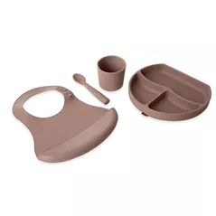 Посуда для кормления BabyJem 728 Set diversificare din silicon Latte, 4 piese