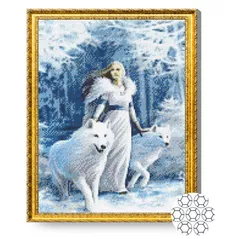 Картина по номерам Art Gallery GA77164 Mozaic cu diamante 40x50cm Printesa iernii si lupii