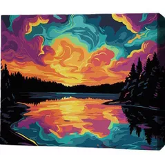 Картина по номерам BrushMe RMGB025FC 30x40сm (pânză neagră/fără cutie) Simfonia apusului