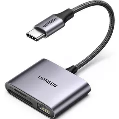 Cititor de carduri Ugreen 80798, Card Reader USB-C to SD/TF + USB 2.0 | CM387, Gray