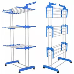 Сушилка для белья miscellaneous RM28 Vertical pe rotile 119x75xH170cm, metal/plastic, albastru