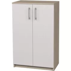 Dulap de birou Tisam Тумба закрытая с двумя дверцами 702х405х1106, Бук Артизан/Светло-серый (7713)