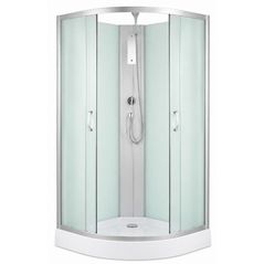 Cabină de duș MPN TM-981, 900X900X2100mm, hidrobox, cada joasa, forma rotunda, sticla fumurie
