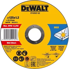 Disc de tăiere DeWalt DT43972-QZ Disc debitat metal inox 125x1.0x22.23mm 10 pack