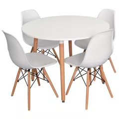 Комплект стол и стулья Evelin di Costacurta стол DT-402-1WO + 4 стула LC-021 White plastic