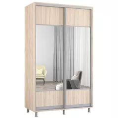 Dulap Mobildor-Lux Aron cu uși glisante cu oglindă orizontal (130x60x200H cm) Sonoma