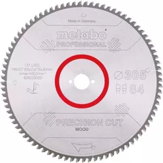 Диск отрезной Metabo 628229000 Диск для циркулярной пилы Precision CUT по дереву HW/CT 305x30, 84