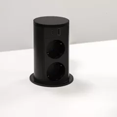 Розетка электрическая ASA Plastici 060.47F.00109 Versalift round version 2 sockets F + 1 USB 5V (A+C) Brushed black