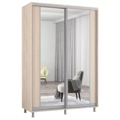 Dulap Mobildor-Lux Aron cu uși glisante cu oglindă vertical (170x60x210H cm) Sonoma