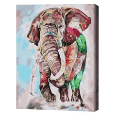 Tablou pe numere BrushMe BS52169FC 40x50cm (fără cutie) Elefant în culori de curcubeu
