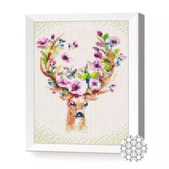 Картина по номерам Art Gallery JS20830 Mozaic cu diamante 20x30cm Cerbul si florile