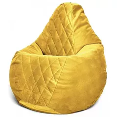 Кресло-мешок BeanBag BM6130, Кресло Груша из велюра Maserrati "Romb", L, жёлтый