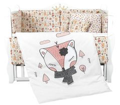 Lenjerie de pat pentru copii PernaMea Set lenjerie 8 piese Baby+ Forrest bej (PM.100263/1)