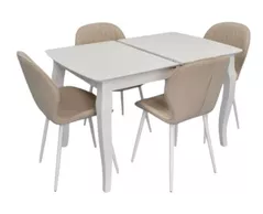 Set masă și scaune Evelin di Costacurta стол HV-29V White + 4 стула YTC-064Wh Bjorn-24 Light beige