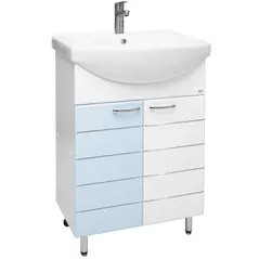 Шкаф под умывальник Mashtab 11651 Modern cu 2 usi 60cm Alb-Albastru