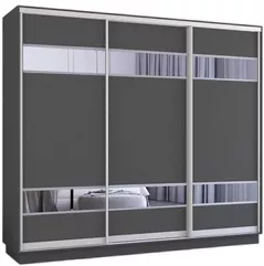 Dulap Mobildor-Lux Fox uși glisante din PAL cu elemente din oglindă (270x60x230H cm) Anthracite