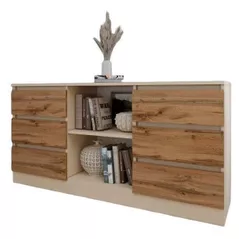 Comodă Smartex (16150) Т3 140cm Ivory+Stejar Inchis