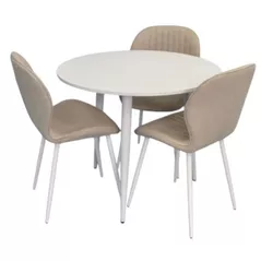 Комплект стол и стулья Evelin di Costacurta стол DT-404-5Wh + 3 стула YTC-064Wh Bjorn-24 (Light beige)