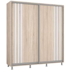 Dulap Mobildor-Lux Aron uși glisante din PAL cu lamele (200x60x230H cm) Sonoma