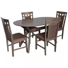 Комплект стол и стулья Evelin di Costacurta стол Raffles Oval Antique Grey + 4 стула Deepa R Antique Grey/Ekea12 Dark Brown