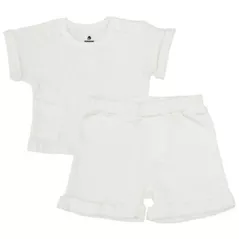 Детская одежда Minikin 25062092 Naturelle Комплект футболка и шорты р-р92, молочный, унисекс