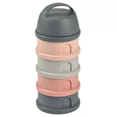 Container alimentare Beaba B911713 Recipient lapte praf 4 compartimente Mineral Grey/Pink