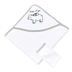 Accesoriu pentru baie BabyJem 062 Set prosop cu gluga si manusa de baie Gri