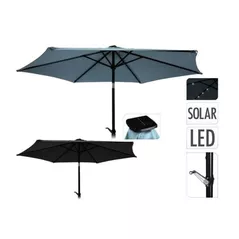 Зонт садовый ProGarden 39014 для террасы D2.7m, солнечные фонари 24LED на 6 спицах