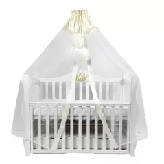 Кроватка PernaMea Baldachin Premium Pompom cu manjeta Ivory (PM.101301/5)