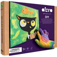 Набор для творчества Okto 20056 Tablou 3D pe numere din plastilină aerată Air Clay 29x29cm: Pisica Neagră