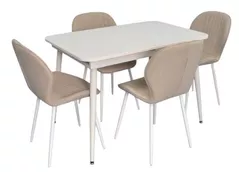 Set masă și scaune Evelin di Costacurta стол DT-531R Wh + 4 стула YTC-064Wh Bjorn-24 (Light beige)