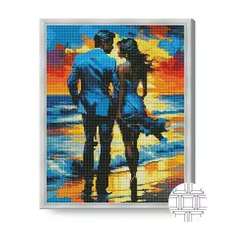 Tablou pe numere Art Gallery QB206563 Mozaic cu diamante patrate 40x50cm Cuplu pe litoral