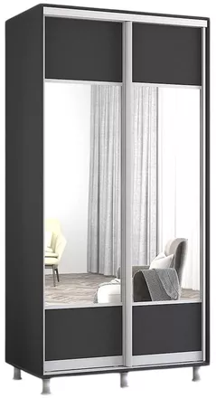 Шкаф Mobildor-Lux Aron-S uși glisante din PAL cu oglindă (K1) orizontal (100x60x220H cm) Anthracite
