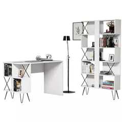 Офисный стол Trendy Extra, Alb, cu raft