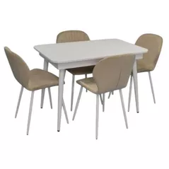 Set masă și scaune Evelin di Costacurta стол DT-431-1R Wh + 4 стула YTC-064Wh Light beige