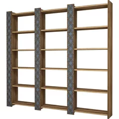 Raft de birou Trendy Orasul 3, Nuc, Calcedonie 184x170x24cm, raft de carti