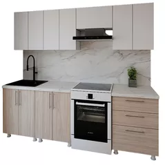 Mobilă pentru bucatarie Smartex (30063) K2 240сm Alb+Stejar Deschis