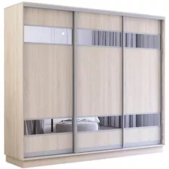 Шкаф Mobildor-Lux Раздвижные двери Fox из ДСП с зеркальными элементами (240x60x200 см, высота) Sonoma