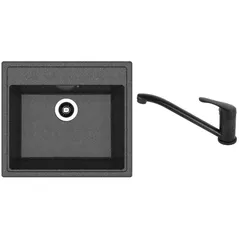 Chiuvetă bucătărie cu bateria Dr.Gans Nika 570 + SanDonna F 1066 negru