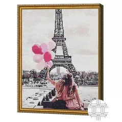 Tablou pe numere Art Gallery QB205707 Mozaic cu diamante patrate 40x50cm Primavara in Paris