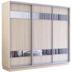 Dulap Mobildor-Lux Fox uși glisante din PAL cu elemente din oglindă (260x60x200H cm) Sonoma