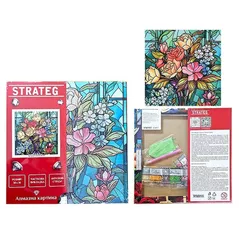 Картина по номерам Strateg 57332 Mozaic cu diamante 30x30cm Culori vitralii