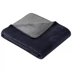 Textile de casă Ibena 2340/660 Uni Decke Double Face Dublin Dark blue/grey