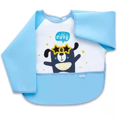 Слюнявчики BabyJem 034 Baveta cu maneci si buzunar Polly Bib Albastra