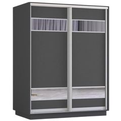 Шкаф Mobildor-Lux Fox uși glisante din PAL cu elemente din oglindă (170x60x220H cm) Anthracite