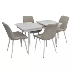Set masă și scaune Evelin di Costacurta стол DT-432-1R Wh + 4 стула YTC-055Wh Light grey