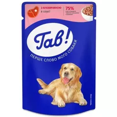 Hrană pentru animale de companie Гав! 24767839 pouch pentru câini adulți, carne de vită în sos, 24x100 g