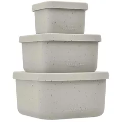 Seturi pentru hrănire bebelușilor Kikka Boo 31302050010 Set 3 piese din silicon Platinum Snack Box Sand